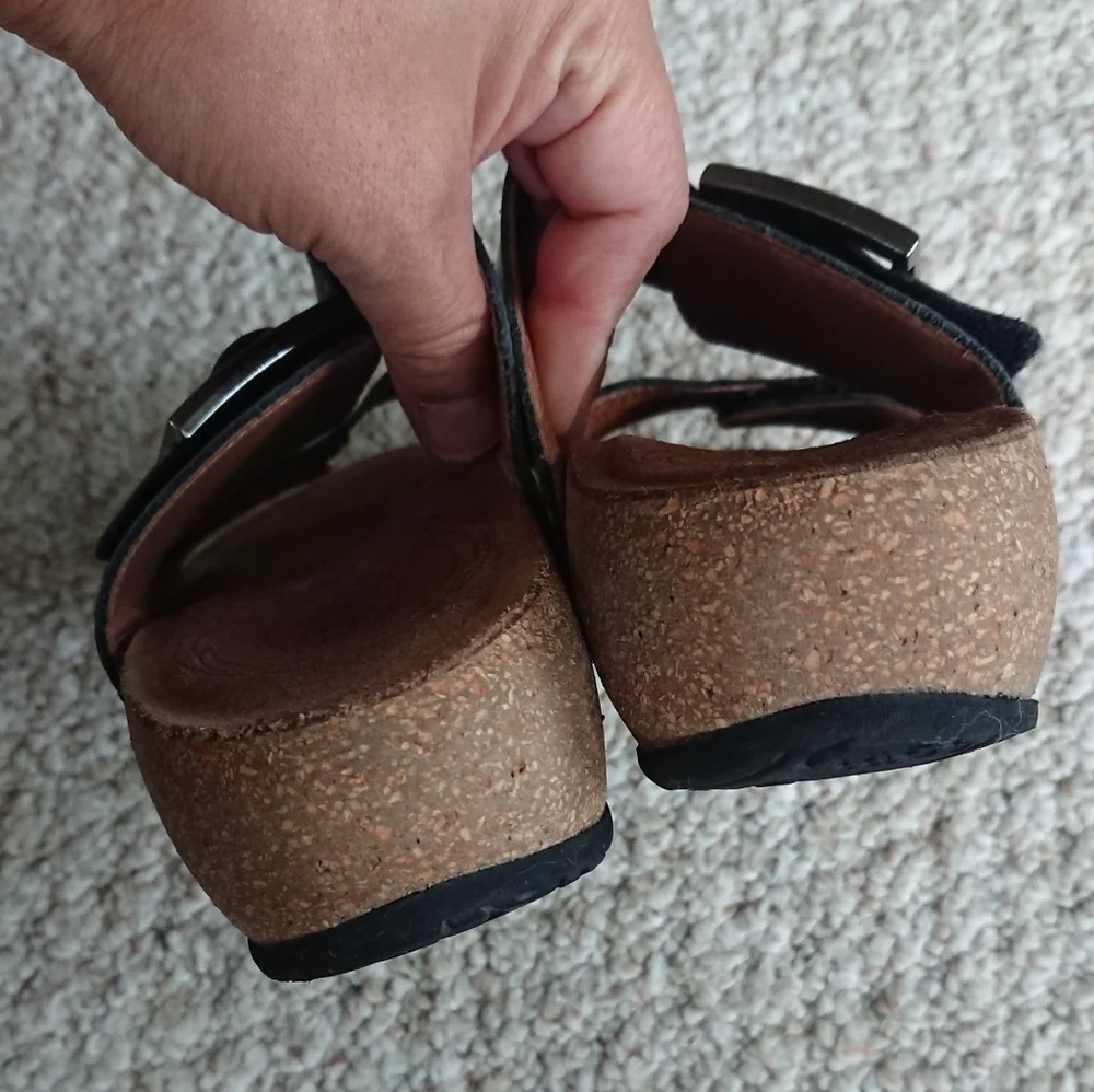 Taos My Dear Black Slide Sandals with Buckle size 6.5